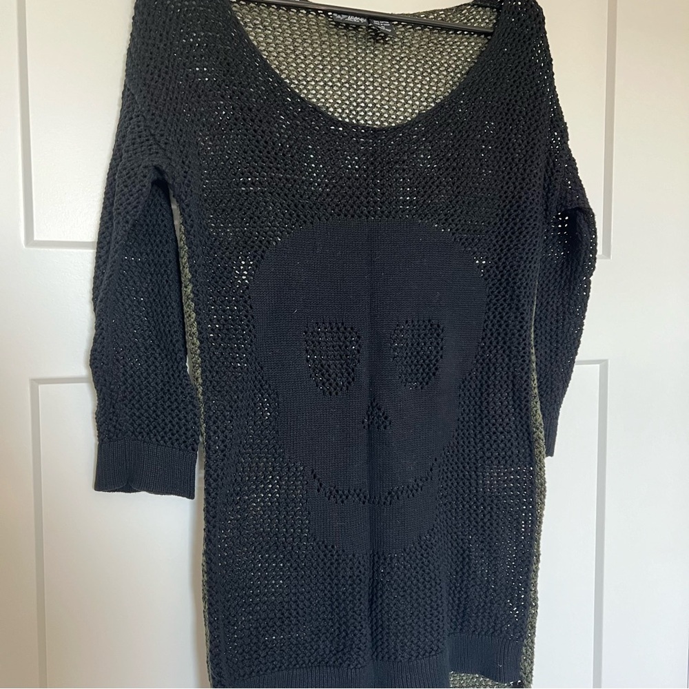 Oversized Crochet Skull Sweater